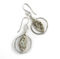 CAW4 Calder Hammered Silver Earrings by Tessoro Jewelry, natural birchbark, hand hammered sterling silver, sterling silver ear wires, 1 1/4" x 3/4".