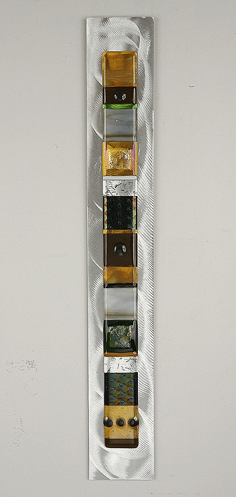 Wall Totem in Earth by Hands On Art Glass. 2"x24", fused glass on aluminum. Please call our galleries to see which pieces are currently on hand. 