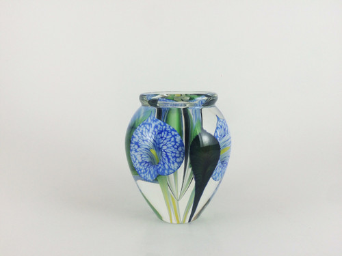 "Mini Calla Lily Vase in Veined Cobalt" by Scott Bayless. 