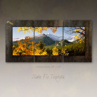 Panoramic fine art photography by David Clack mounted as a triptych.  Image is UV laminated onto three panels with a fade and scratch resistant coating. No need to find a stud to hang. Each oxidized porcelain panel is 16×24 inches with overall dimensions of 48×24 inches. This elegant presentation is ready to hang and big enough to go on a large wall in an office or over a sofa in a living room.