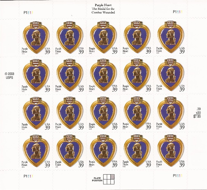 US Stamp 2006 Purple Heart 20 Stamp Sheet Scott 4032