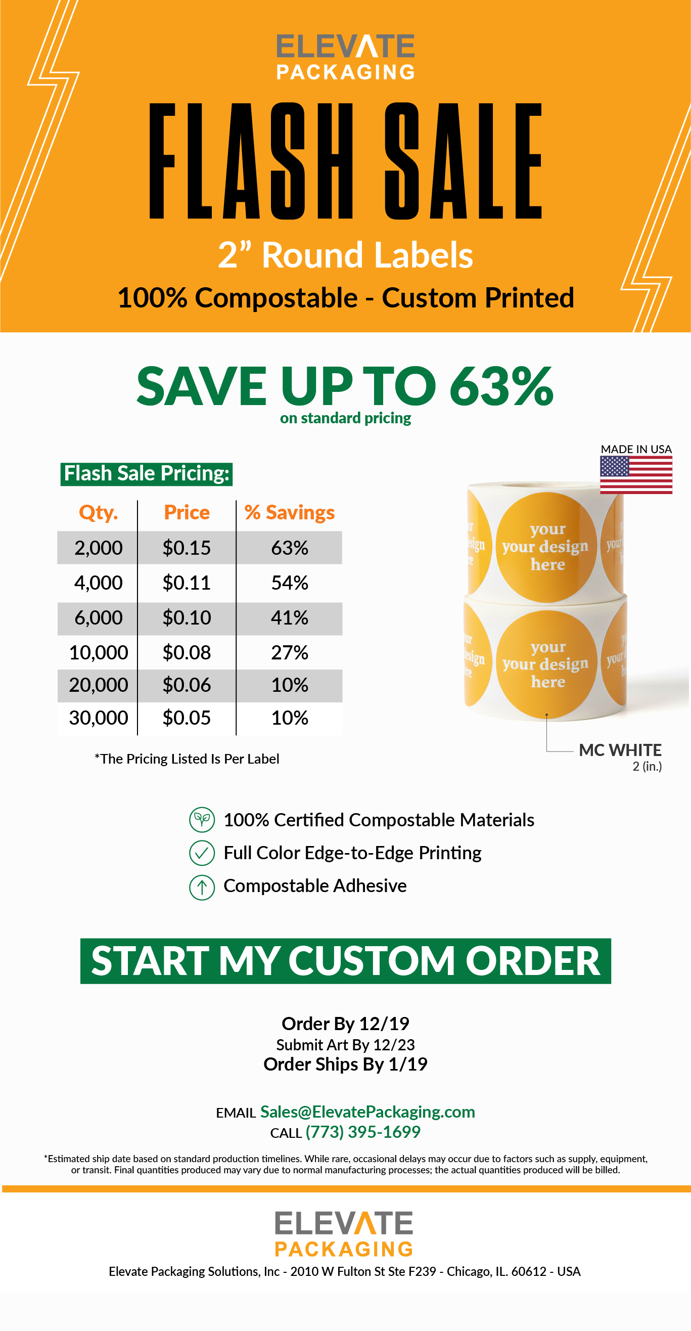 Flash Sale Pricing Flier Flash Sale Pricing - Custom Printed Compostable Labels