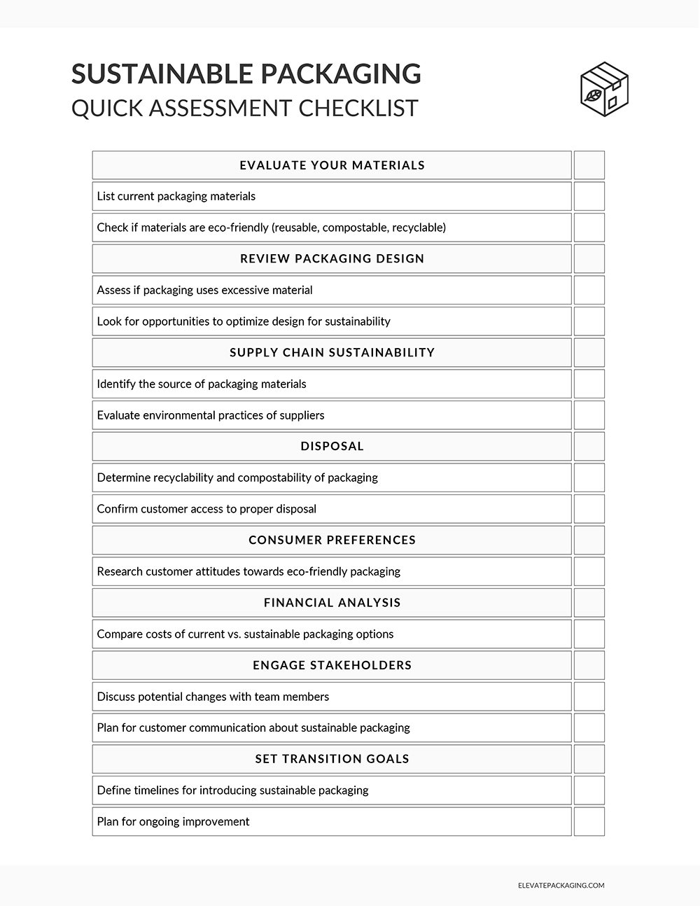 Sustainable Packaging Assessment Checklist Download