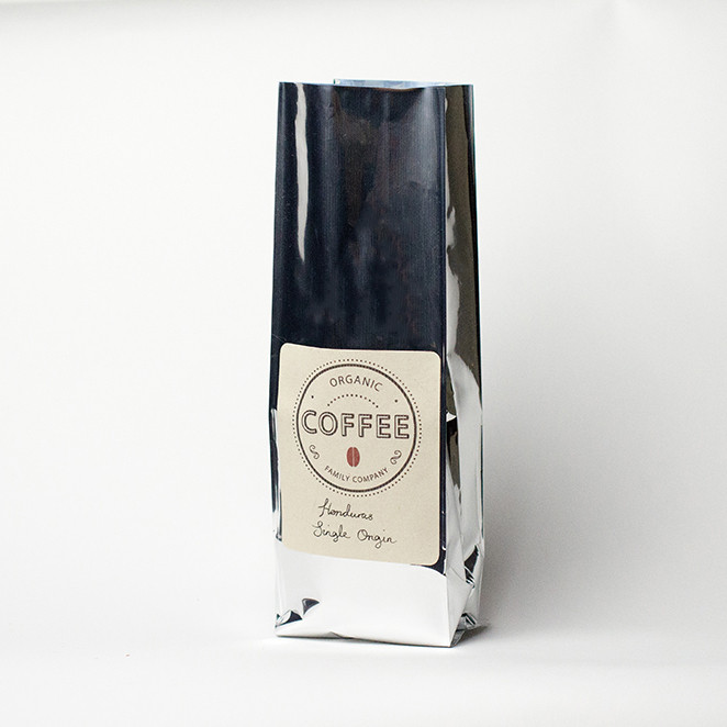 1lb silver compostable coffee bag side gusset no valve coffee bag