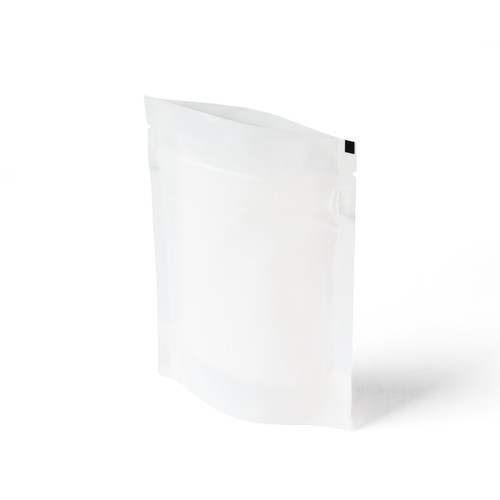 White Matte Compostable Pouch with Child Resistant Zipper