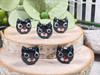 Black Cat Glass Beads - measuring 15x13x7mm with 1-1.5mm vertical holes