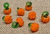 Orange Lampwork Glass Pumpkin Charms or Mini Decorations - Approx 11-14mm