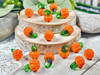 Orange Lampwork Glass Pumpkin Charms or Mini Decorations - Approx 11-14mm