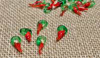3 | Mini Red Chili Peppers Glass Charms