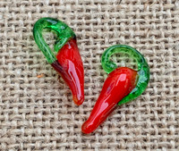 5 | Little Red Chili Pepper Glass Charms