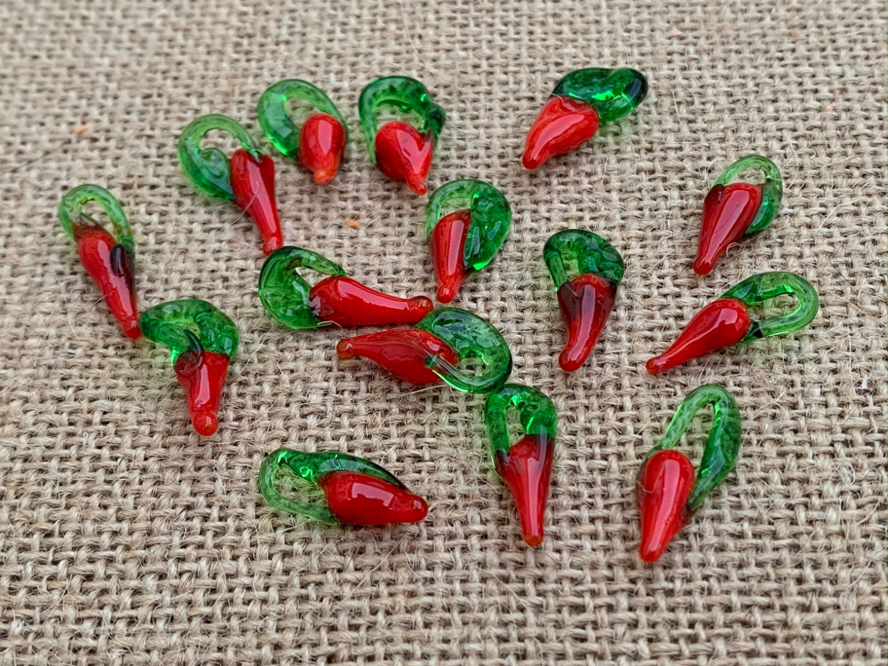 Red Glass Hot Chili Pepper Mini Lucky Charm 