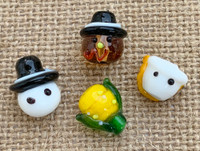 4 | Thanksgiving Turkey & Pilgrim Lampwork Beads