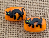 1 | Black Cat on Orange Lampwork Glass Beads