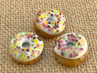 1 | Vanilla Frosted Doughnut w/ Rainbow Sprinkles Glass Bead
