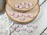 Mini Pink Ribbon Awareness Acrylic Beads