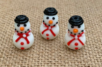 1 | Top Hat Christmas Snowman Lampwork Glass Bead