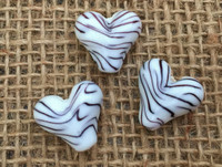 1 | Black & White Zebra Print Heart Lampwork Glass Bead