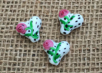 1 | Dalmatian Rose Heart Lampwork Glass Bead
