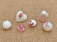 6 | Pink Ribbon Angel Lampwork Glass Beads