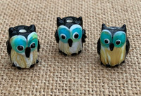  1 | Black Owl Lampwork Glass Bead