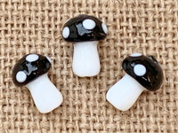 1 | Black Polka Dot Mushroom Lampwork Glass Bead 
