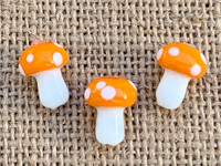 1 | Orange Polka Dot Mushroom Bead Lampwork Glass