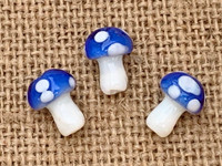 1 | Blue Polka Dot Mushroom Bead Lampwork Glass