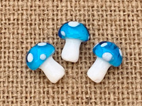 1 | Aqua Polka Dot Mushroom Bead Lampwork Glass