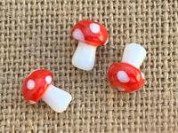 1 | Red Polka Dot Mushroom Lampwork Glass Bead 