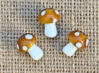 1 | Brown Polka Dot Mushroom Lampwork Glass Bead 