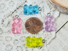 Set of 10 Mixed Color Gummy Bear Charms - 11x20mm - 2mm loop holes