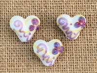 1 | Purple Flower Hearts Lampwork Glass Bead