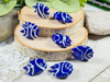 Dark Blue & White Tropical Fish Beads - 18x18x8mm - 1.5mm Vertical Holes