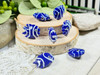 Dark Blue & White Tropical Fish Beads - 18x18x8mm - 1.5mm Vertical Holes