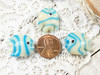 Cream & Aqua Tropical Fish Beads - 18x18x8mm - 1.5mm Vertical Holes