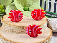 Red & Pink tropical fish beads - 18x18x8mm - 1.5 Vertical Holes 