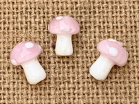 1 | Pink Polka Dot Mushroom Bead Lampwork Glass