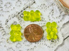Lime Green Resin Gummy Bear Candy Charms - 11x20mm - 2mm loop holes