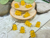 Golden Yellow Resin Gummy Bear Candy Charms - 11x20mm - 2mm loop holes