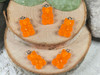 Orange resin gummy bear candy charms - 11x20mm - 2mm loop holes