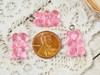 Pink Resin Gummy Bear Charms - 11x20mm - 2mm loop holes