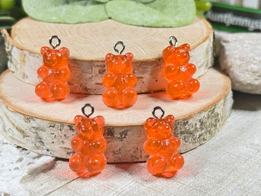Red Orange Gummy Bear Charms - Measuring 11x20mm - 2mm loop holes