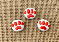1 | Red Paw Print Lampwork Glass Beads
