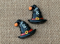 1 | Boo Witch Hat Flat Back Cabochon - Black
