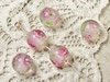 Pink Rose 12mm round lamp work glass beads