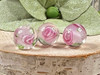 Pink Rose 12mm round lamp work glass beads