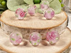 Pink Rose 12mm round lamp work glass beads