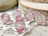 Pink Rose 12mm round lamp work glass beads