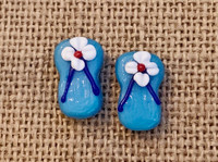 1 | Blue Flip Flop Sandal Beads | Lampwork Glass
