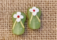 1 | Green Flip Flop Sandal Beads | Lampwork Glass